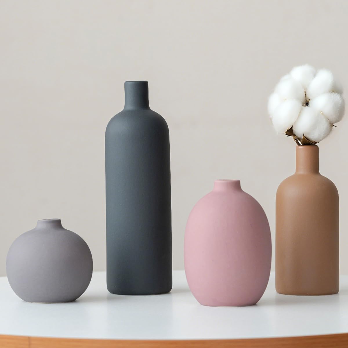 Elevate Your Space with Our Modern 4-Piece Ceramic Vase Set in Elegant Coffee Mix - Perfect for Home Décor and Gifting