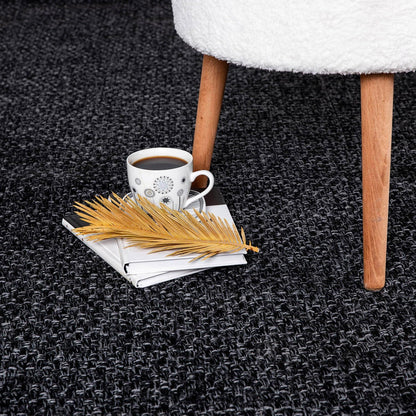 Transform Your Home with the Stylish and Washable 9x12 Jute Area Rug - Perfect for Living Rooms, Patios, and Kitchens in Dark Gray & Black