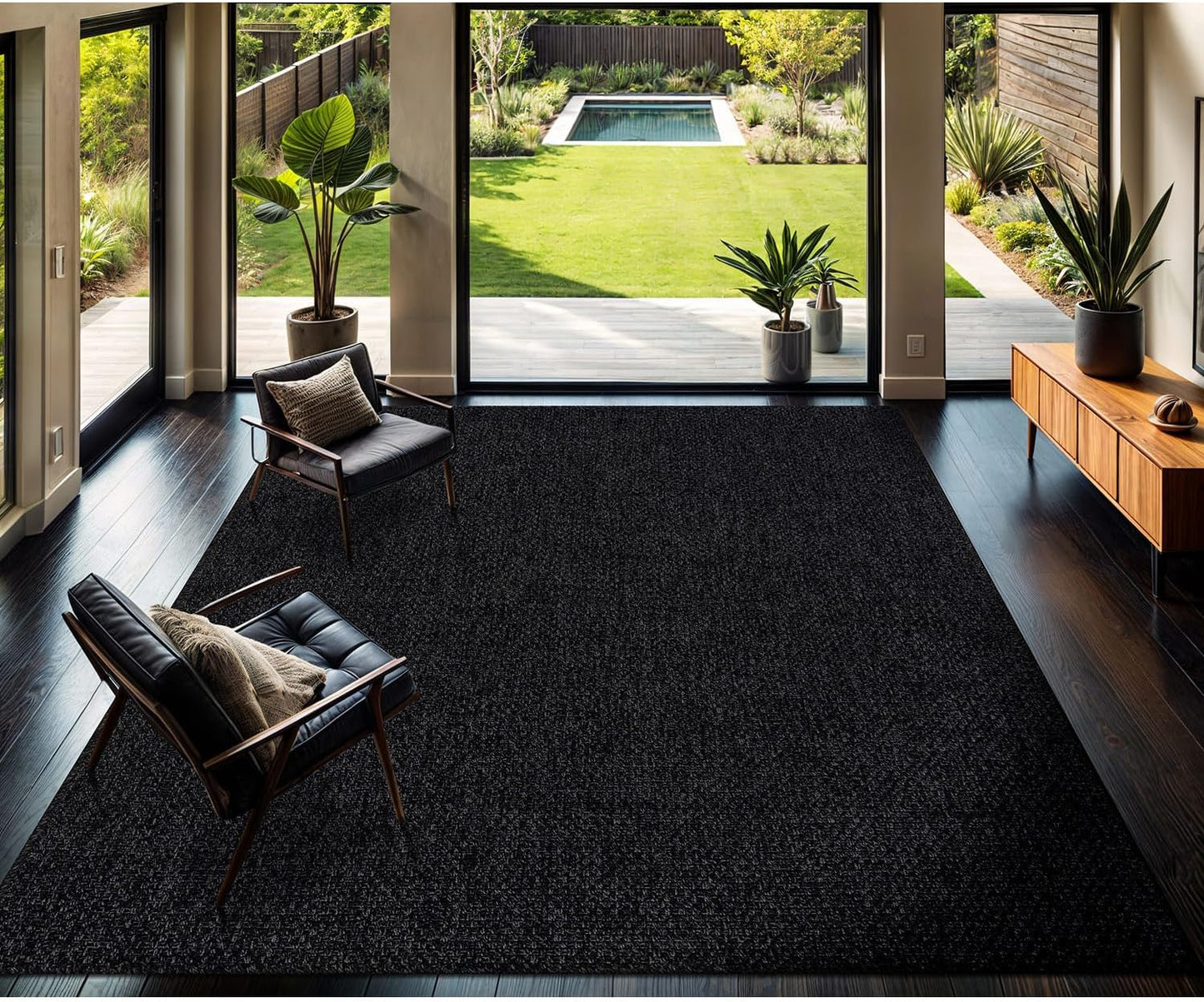 Transform Your Home with the Stylish and Washable 9x12 Jute Area Rug - Perfect for Living Rooms, Patios, and Kitchens in Dark Gray & Black