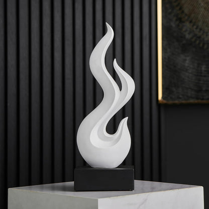 Elegant Black Flame Statue - Modern Resin Home Décor Accent for Living Room, 13.7" High Abstract Art Piece for Dining Room and Office