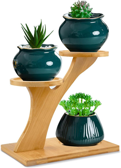 Stylish 3-Tier Bamboo Plant Stand - Perfect Indoor Succulent Holder for Home, Office, and Living Room Decor
