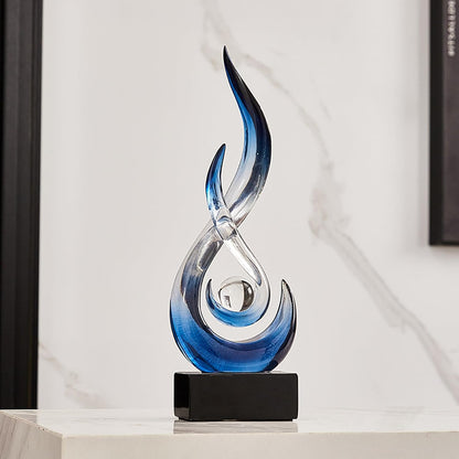 Elegant Black Flame Statue - Modern Resin Home Décor Accent for Living Room, 13.7" High Abstract Art Piece for Dining Room and Office