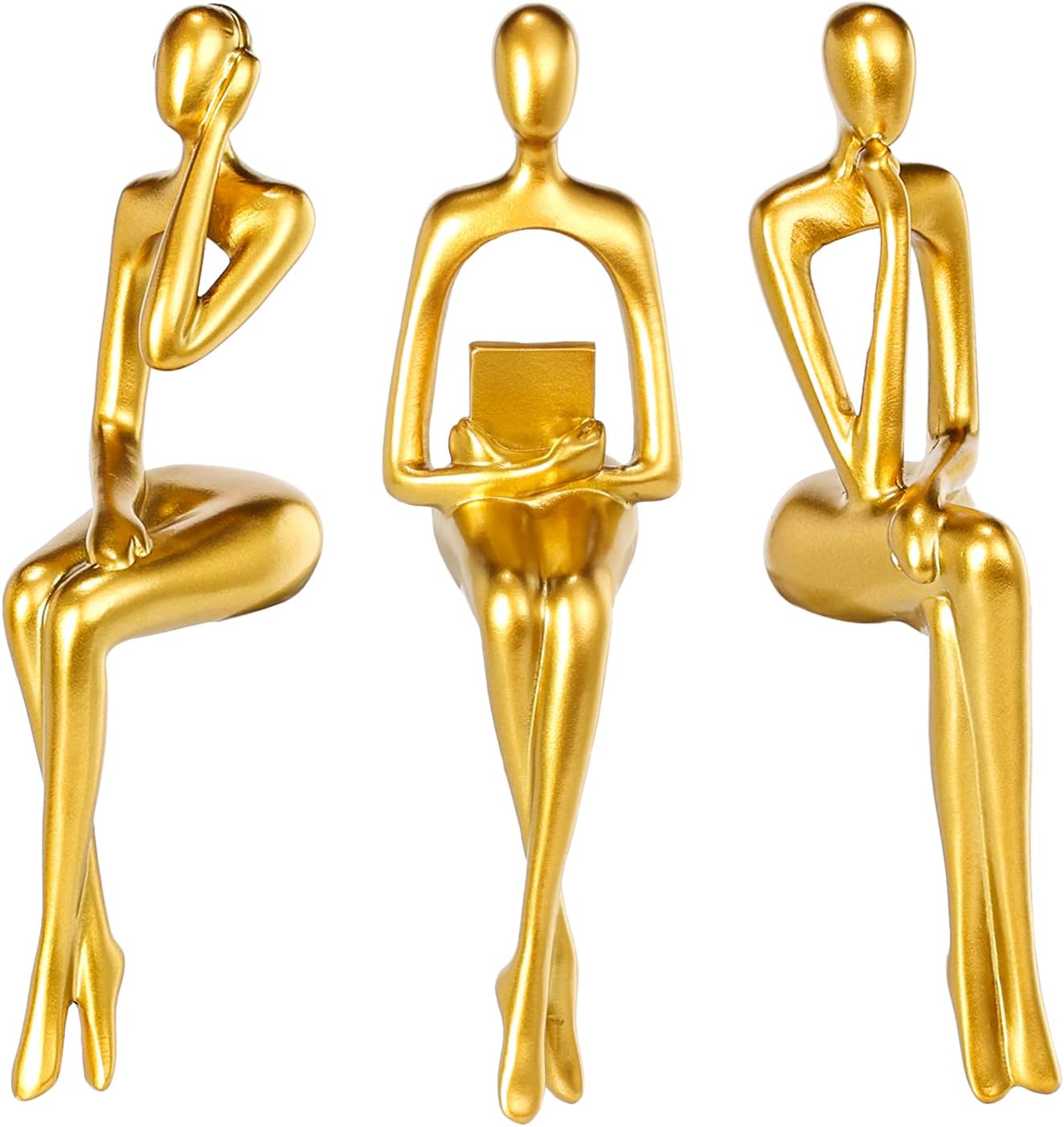 Elegant Thinker Statue - Gold Abstract Art Sculpture for Home & Office Décor, Perfect Gift Idea in Sandstone Finish