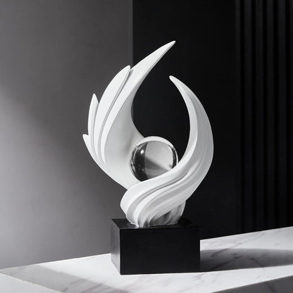 Stunning Modern White Abstract Resin Sculpture - Elegant Table Decor for Living Room, Office, and More