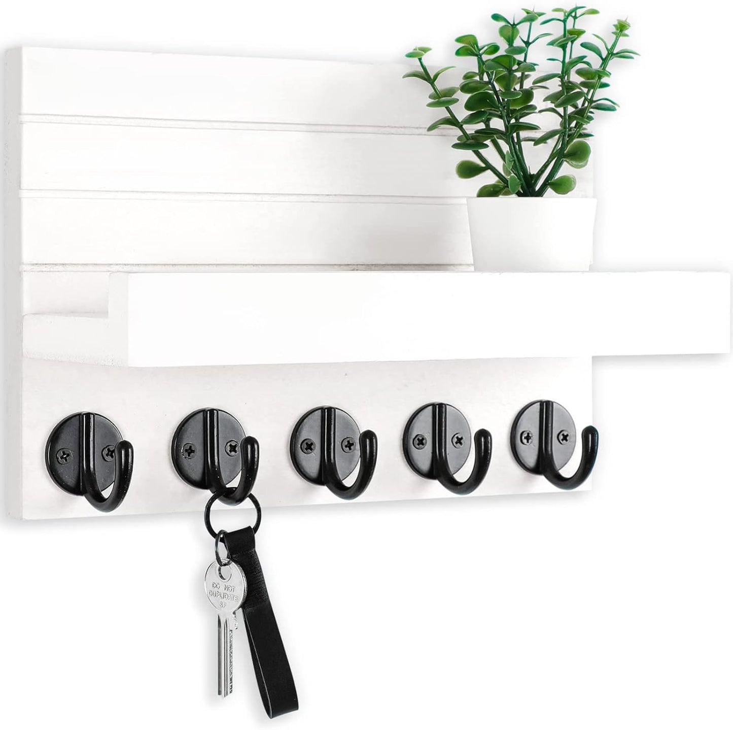 Stylish Rustic Key Holder with Shelf – Perfect for Organizing Keys, Bags, and Coats in Your Entryway