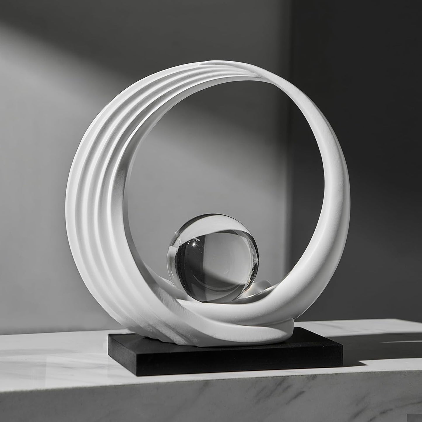 Stunning Modern White Abstract Resin Sculpture - Elegant Table Decor for Living Room, Office, and More