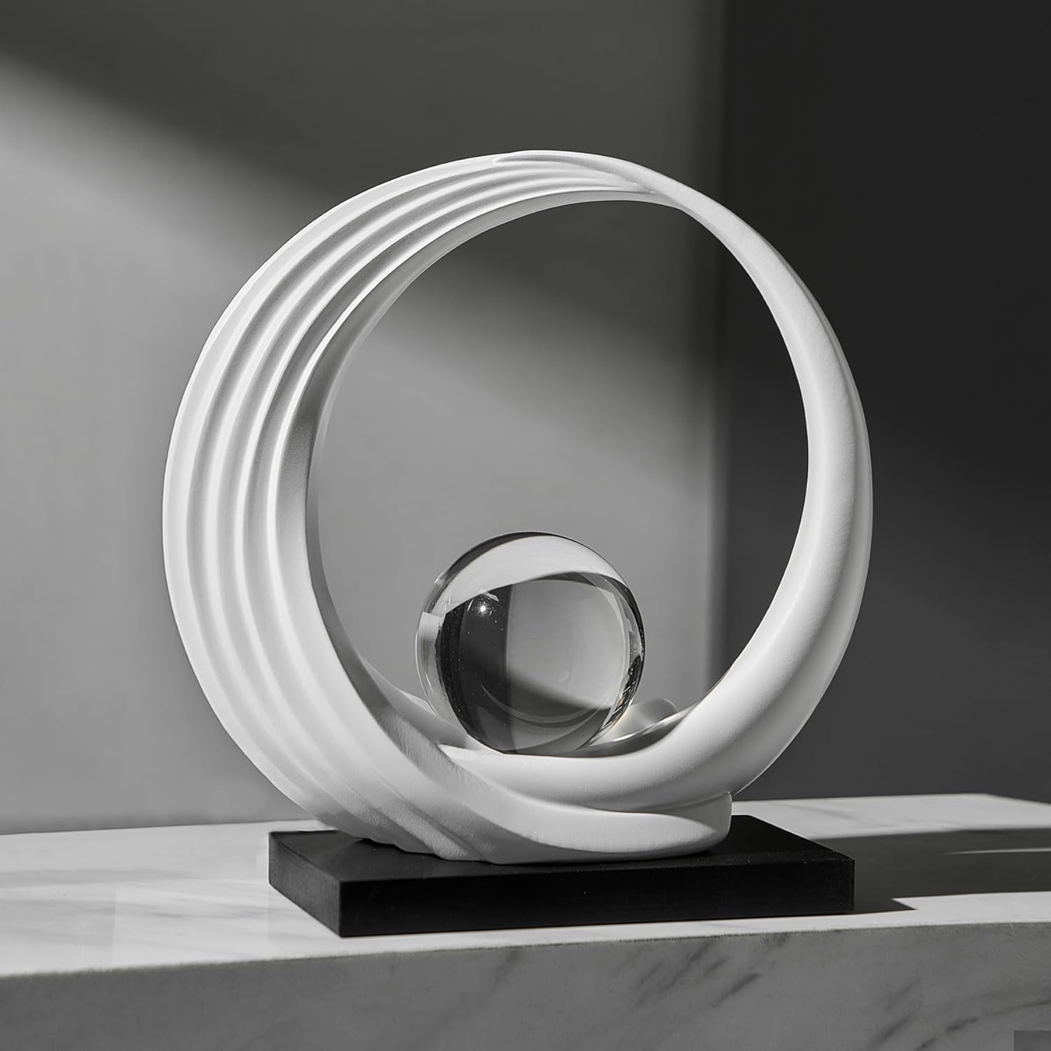 Stunning Modern White Abstract Resin Sculpture - Elegant Table Decor for Living Room, Office, and More
