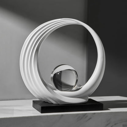 Stunning Modern White Abstract Resin Sculpture - Elegant Table Decor for Living Room, Office, and More