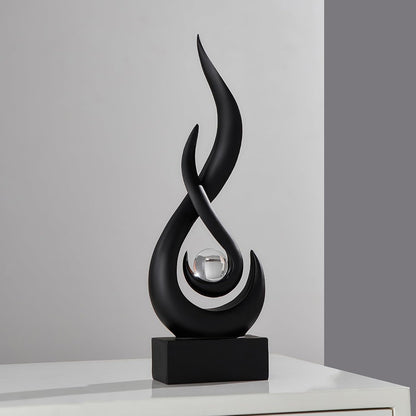 Elegant Black Flame Statue - Modern Resin Home Décor Accent for Living Room, 13.7" High Abstract Art Piece for Dining Room and Office