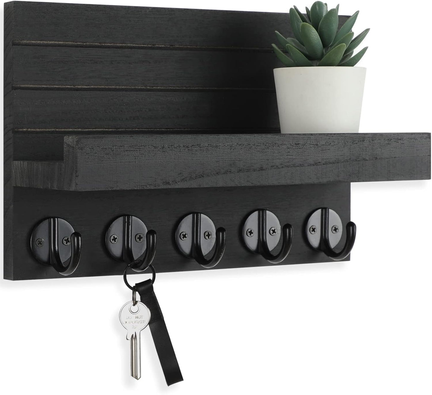 Stylish Rustic Key Holder with Shelf – Perfect for Organizing Keys, Bags, and Coats in Your Entryway