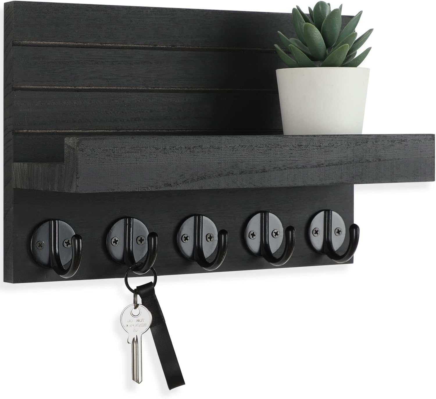 Stylish Rustic Key Holder with Shelf – Perfect for Organizing Keys, Bags, and Coats in Your Entryway