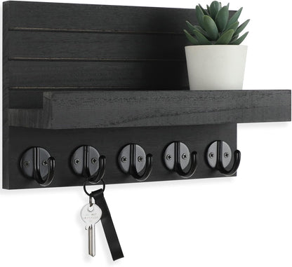 Stylish Rustic Key Holder with Shelf – Perfect for Organizing Keys, Bags, and Coats in Your Entryway