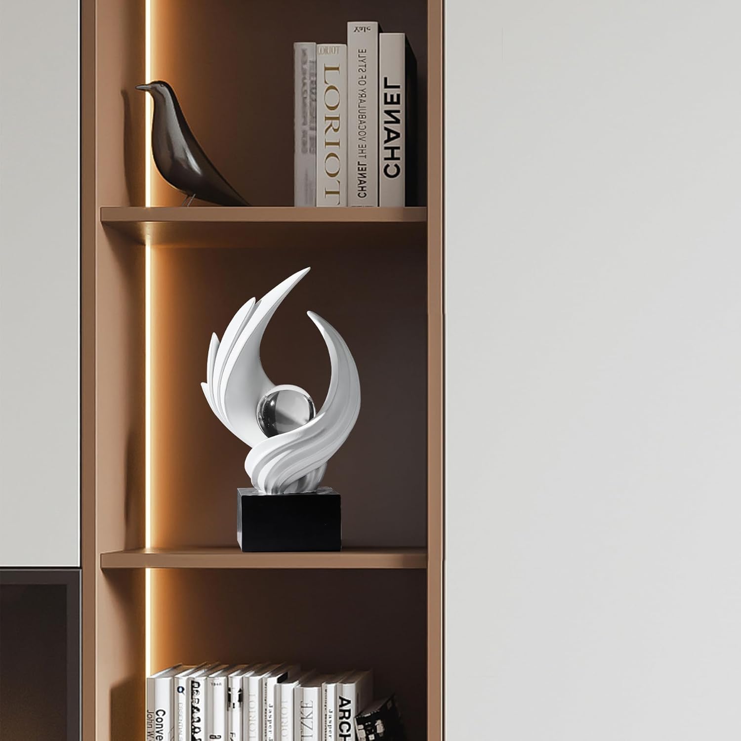 Stunning Modern White Abstract Resin Sculpture - Elegant Table Decor for Living Room, Office, and More