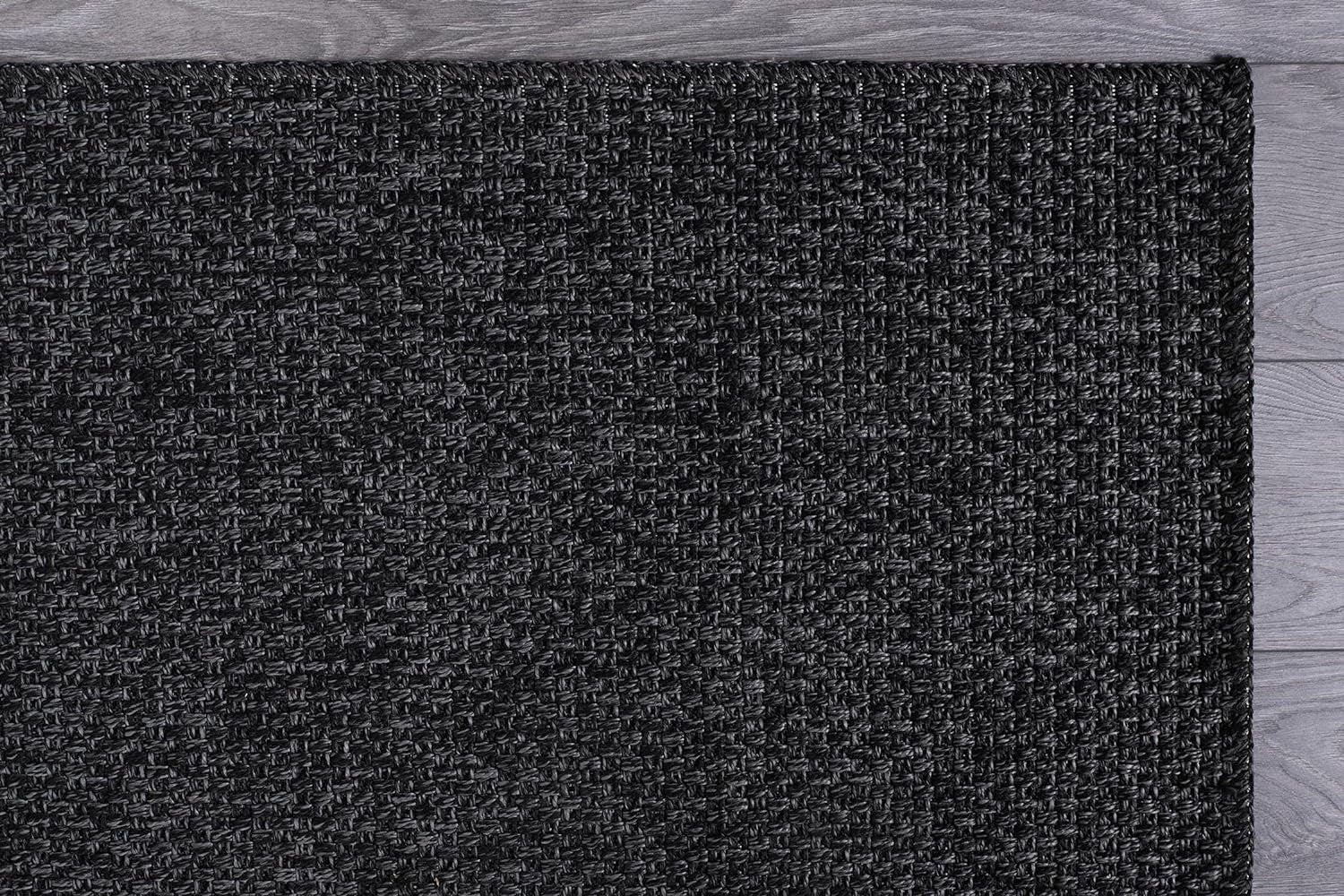 Transform Your Home with the Stylish and Washable 9x12 Jute Area Rug - Perfect for Living Rooms, Patios, and Kitchens in Dark Gray & Black
