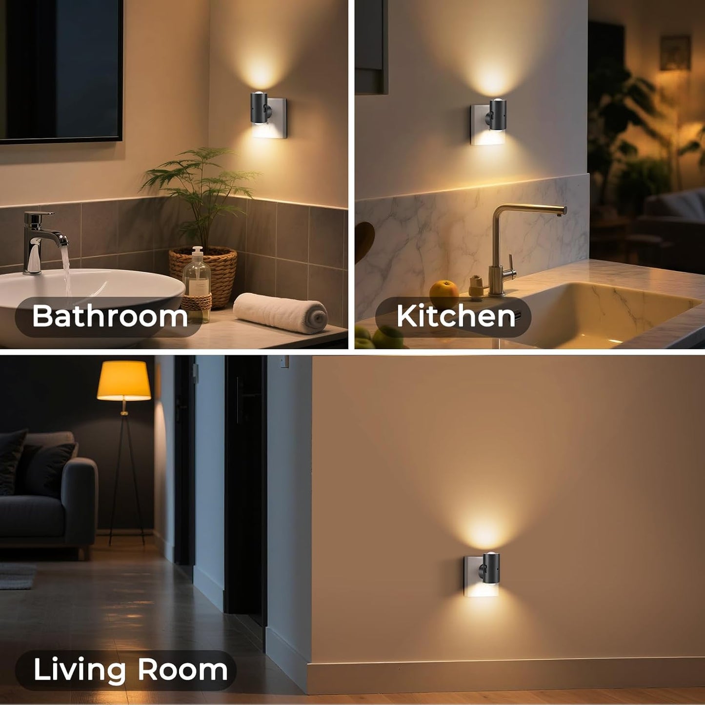 LED Night Lights Plug into Wall,Dimmable Plug in Night Light, Dusk to Dawn, 0-200LM Bright Nightlight Auto-On/Off, 3000K Night Lights for Bedroom Hallway Stairway, 4 Pack