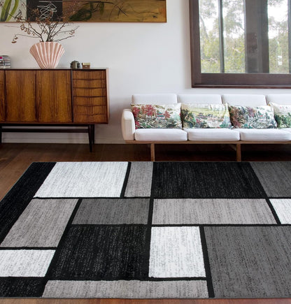 Contemporary Modern Boxes Area Rug 10' X 14' Navy