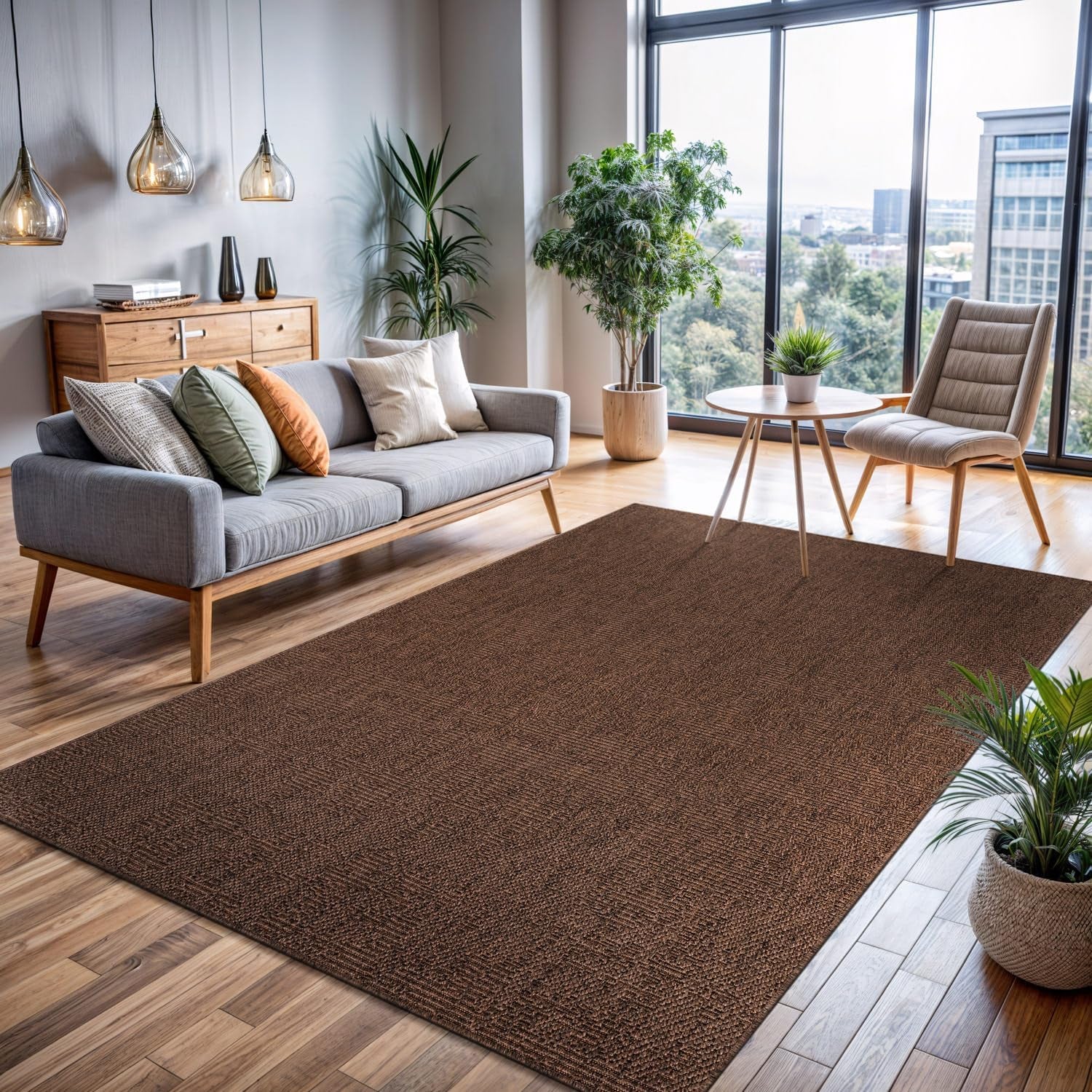 Transform Your Home with the Stylish and Washable 9x12 Jute Area Rug - Perfect for Living Rooms, Patios, and Kitchens in Dark Gray & Black