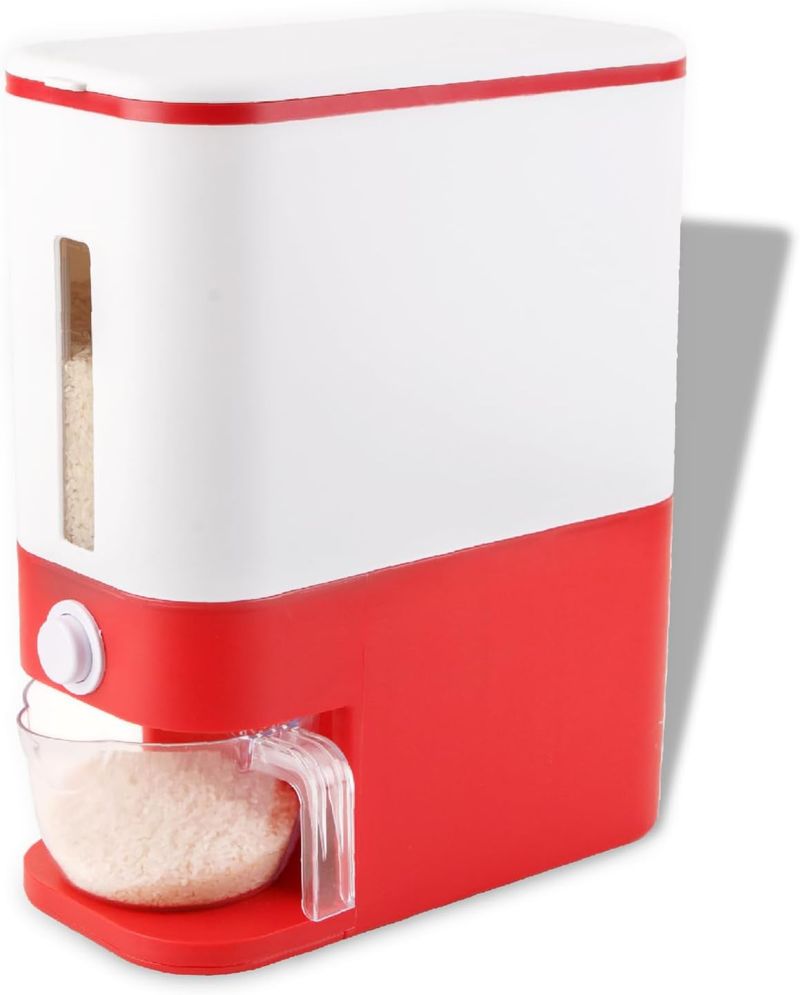 22.5-25 Lbs Pink Rice Dispenser, Rice Storage Container, Pink Rice Storage Container with Measuring Cup, Rice Holder Bucket for Household Kitchen Rice Soybean Corn