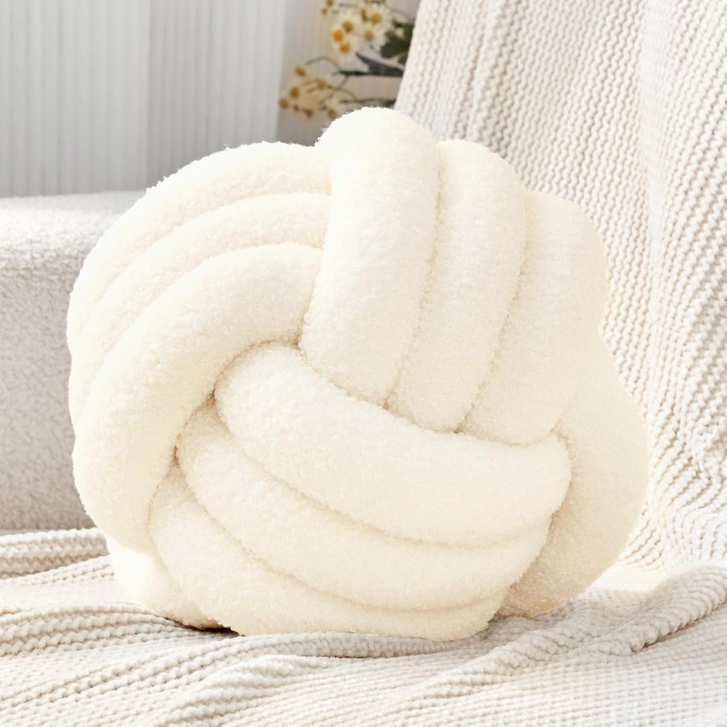 Chic Navy Knot Pillow Ball - 8-Inch Decorative Throw Pillow for Stylish Home Décor