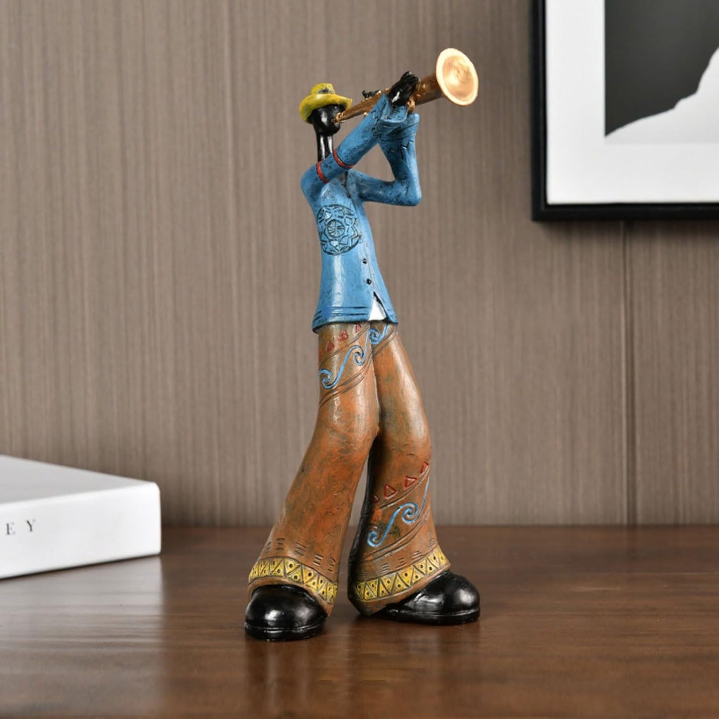 Elevate Your Space with the Nostalgic Trumpet Player Figurine - A Captivating Sculpture for Home, Office, and Beyond
