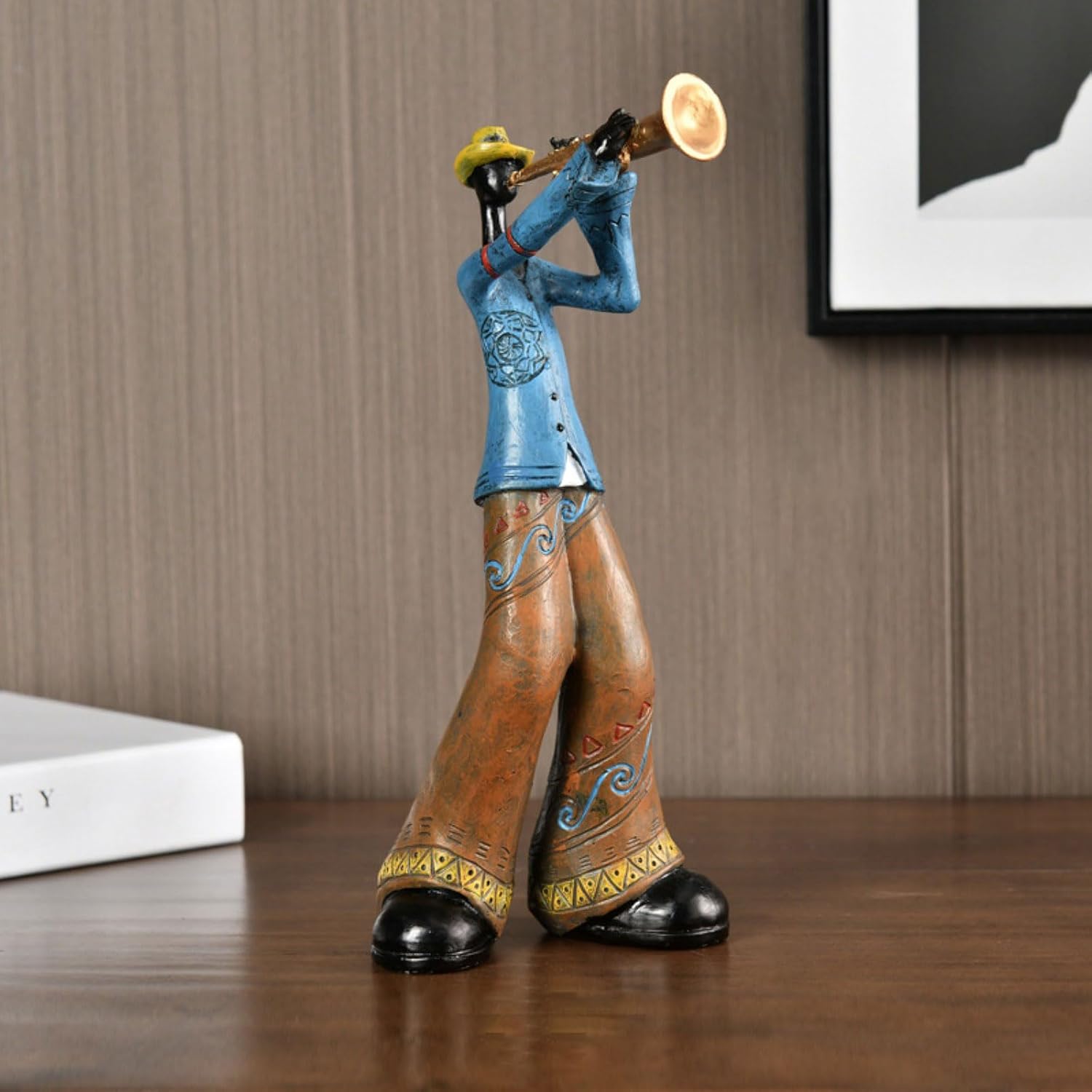 Elevate Your Space with the Nostalgic Trumpet Player Figurine - A Captivating Sculpture for Home, Office, and Beyond