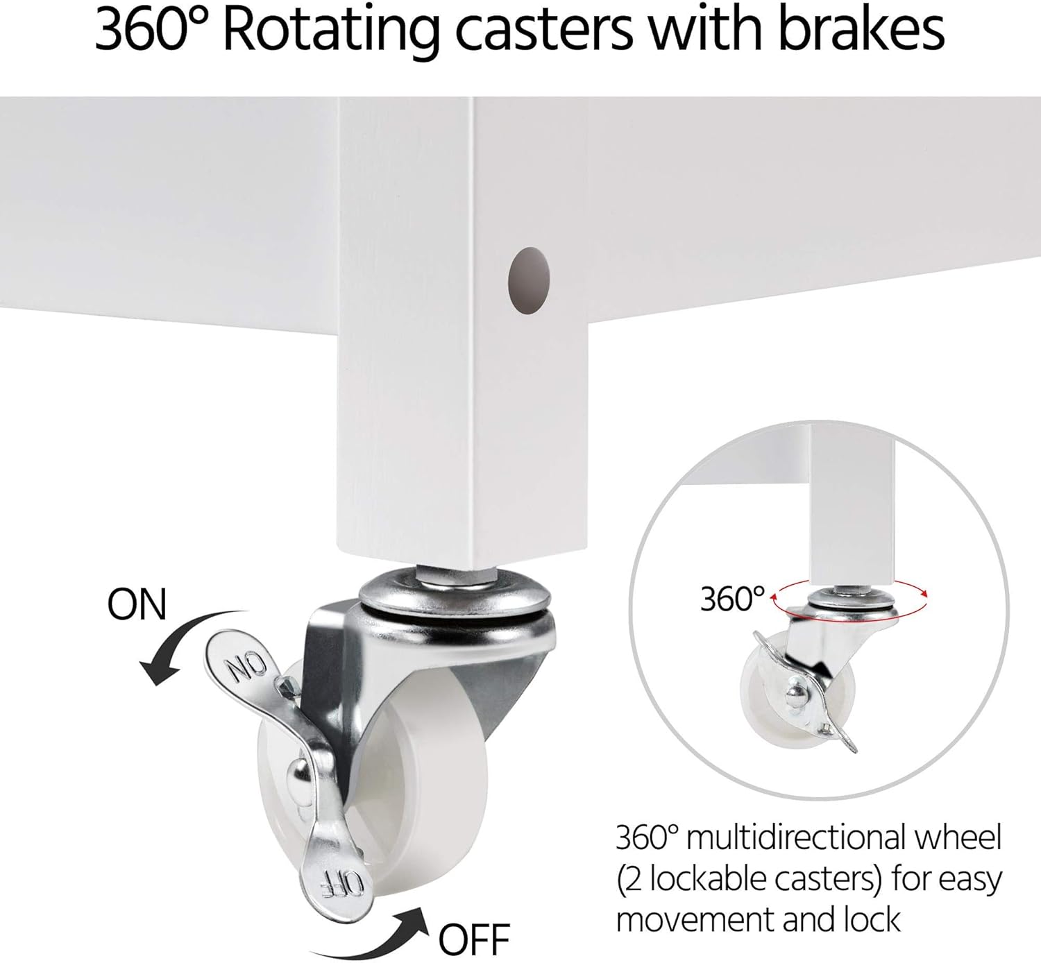 Modern 40" Kitchen Island Cart on Wheels with Solid Bamboo Top, Spacious Drawer, and 2 Tiered Storage Shelves - Versatile Serving Trolley in White