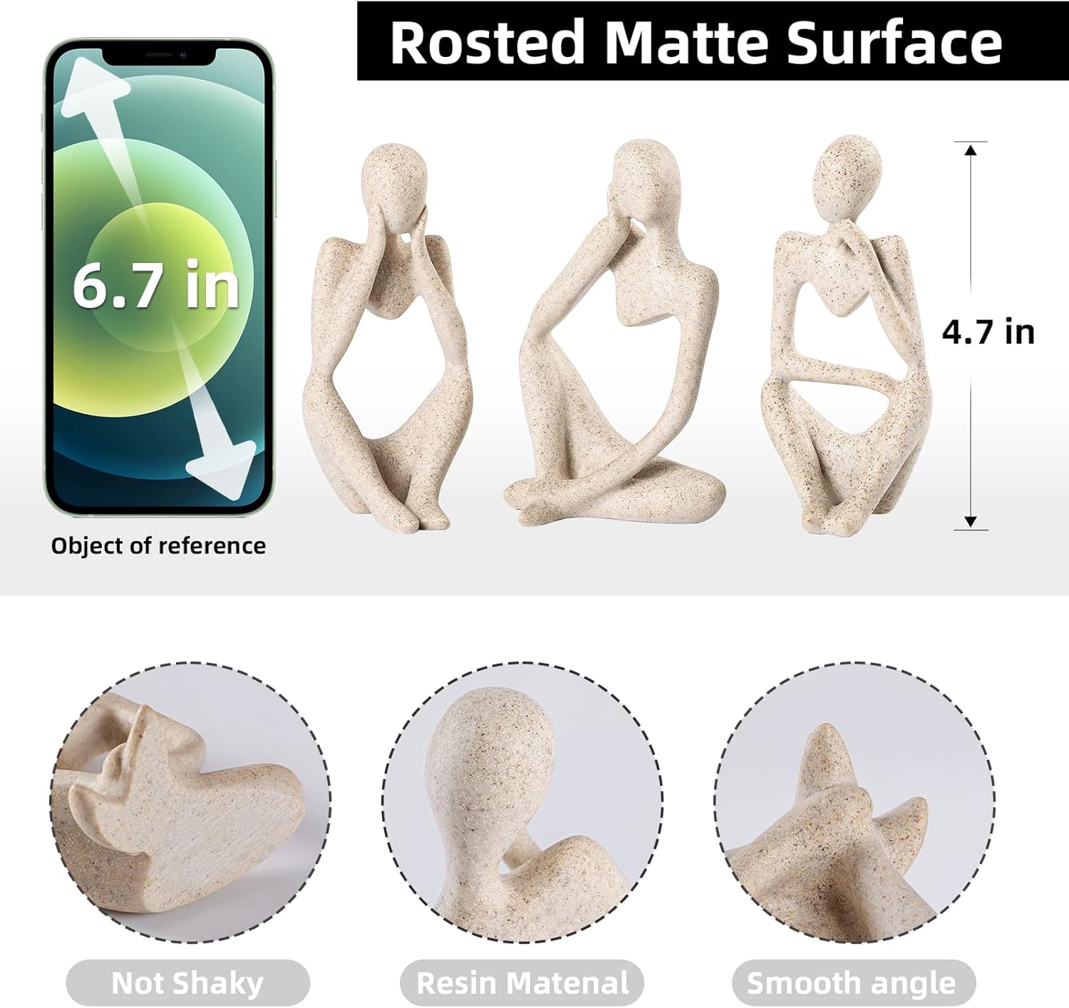 Elegant Thinker Statue - Gold Abstract Art Sculpture for Home & Office Décor, Perfect Gift Idea in Sandstone Finish