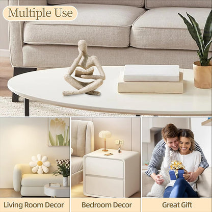 Elegant Beige Thinker Statue - Aesthetic Abstract Reading Sculpture for Modern Home Decor