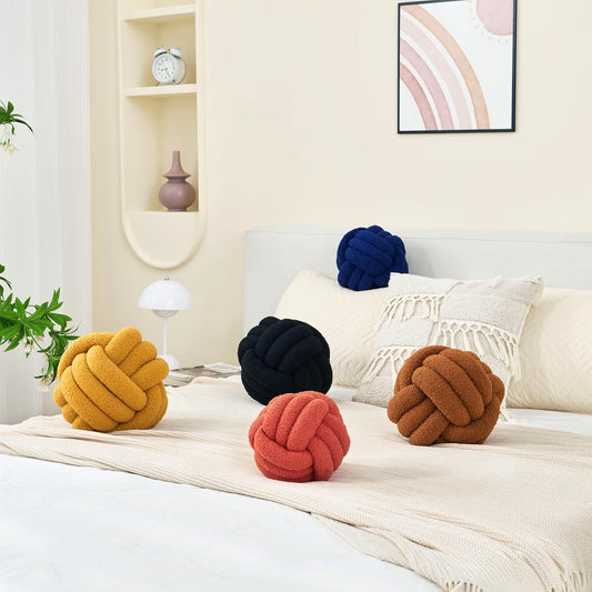 Chic Navy Knot Pillow Ball - 8-Inch Decorative Throw Pillow for Stylish Home Décor
