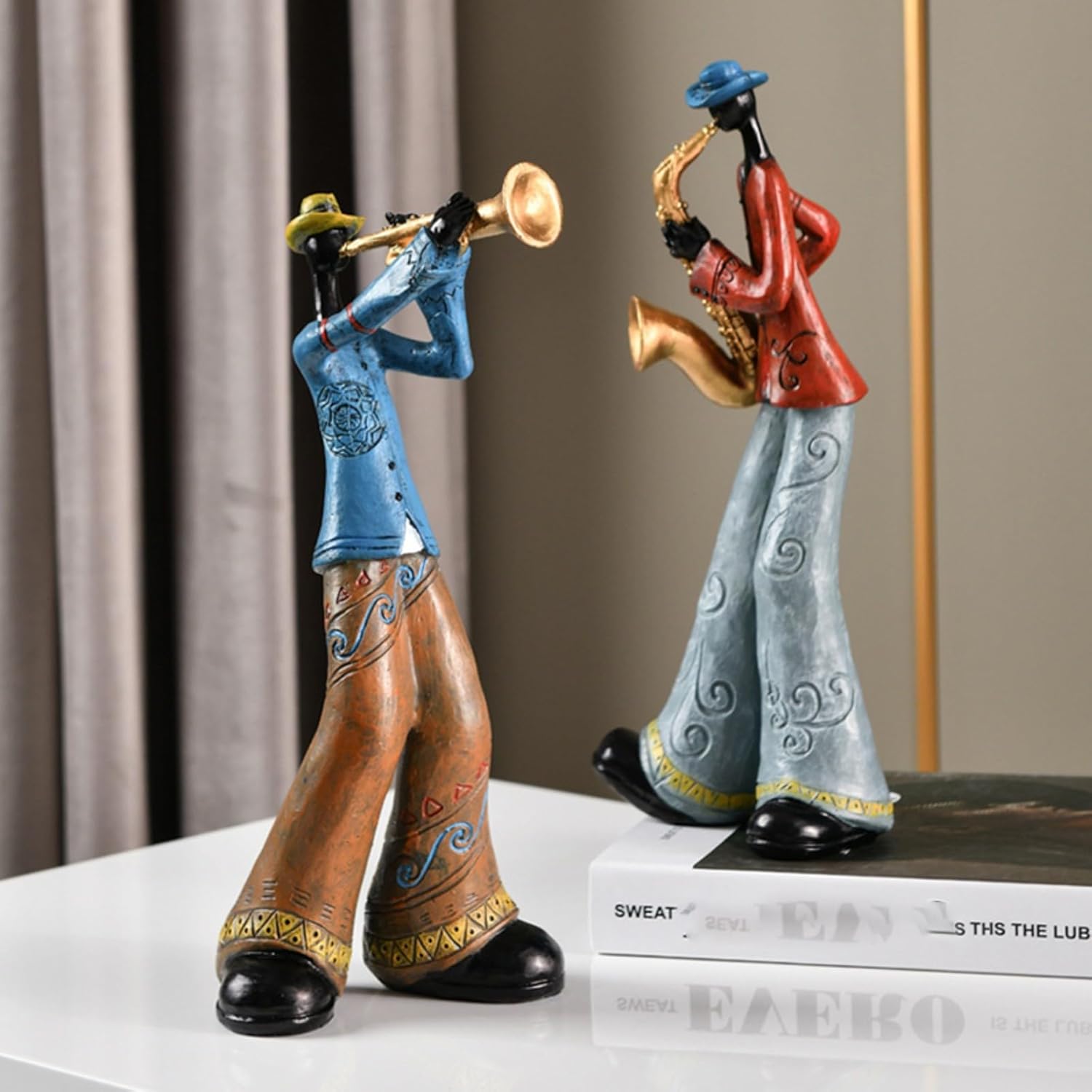 Elevate Your Space with the Nostalgic Trumpet Player Figurine - A Captivating Sculpture for Home, Office, and Beyond