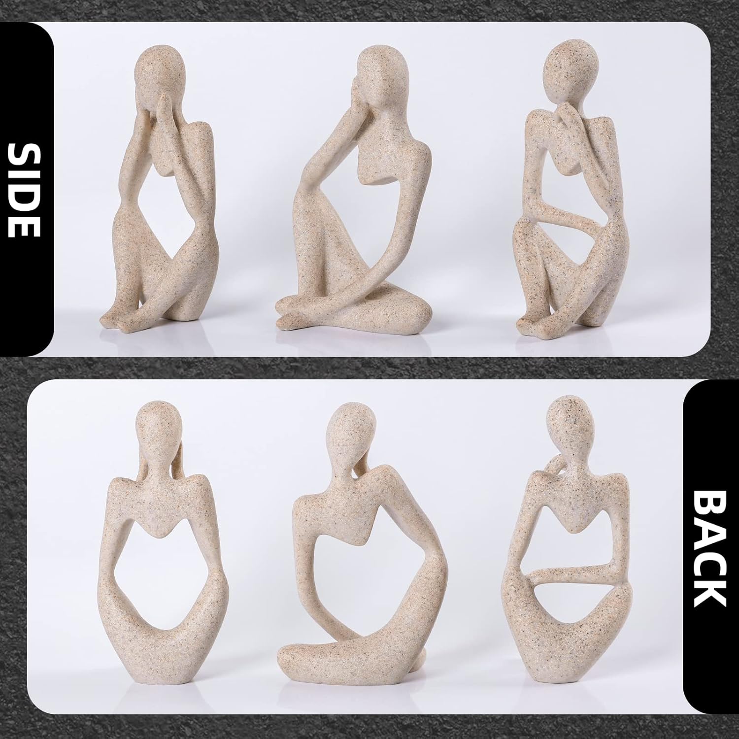 Elegant Thinker Statue - Gold Abstract Art Sculpture for Home & Office Décor, Perfect Gift Idea in Sandstone Finish