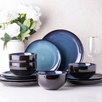 Elevate Your Dining Experience with Our Elegant Ceramic Dinnerware Set for 4 - Stylish, Durable, and Microwave Safe Stoneware Plates and Bowls