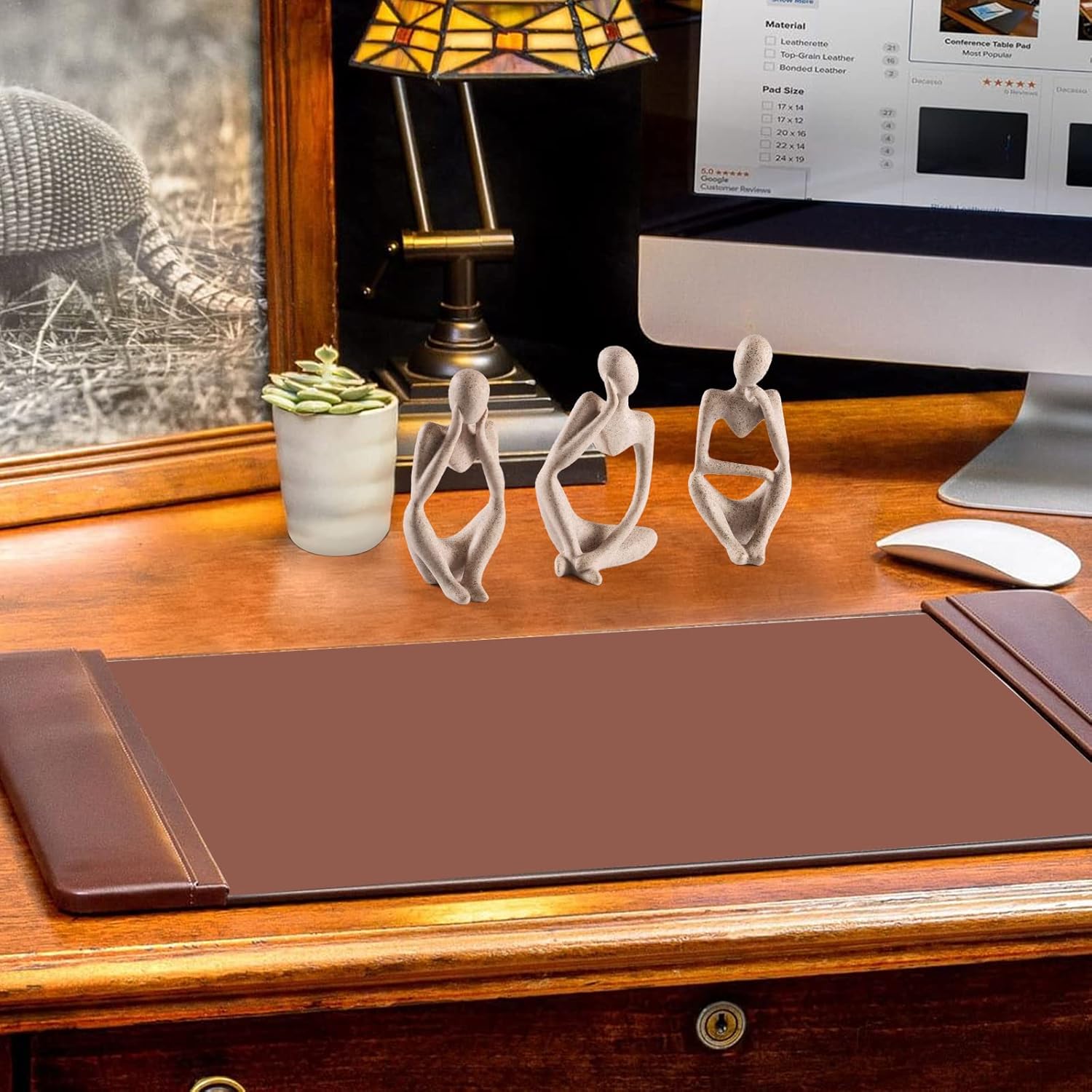 Elegant Thinker Statue - Gold Abstract Art Sculpture for Home & Office Décor, Perfect Gift Idea in Sandstone Finish