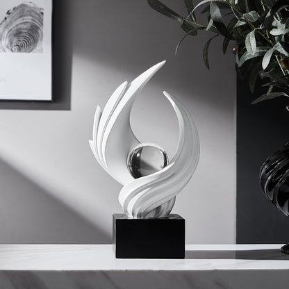 Stunning Modern White Abstract Resin Sculpture - Elegant Table Decor for Living Room, Office, and More