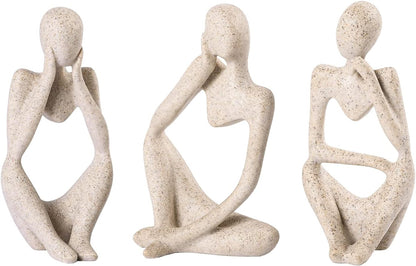 Elegant Thinker Statue - Gold Abstract Art Sculpture for Home & Office Décor, Perfect Gift Idea in Sandstone Finish