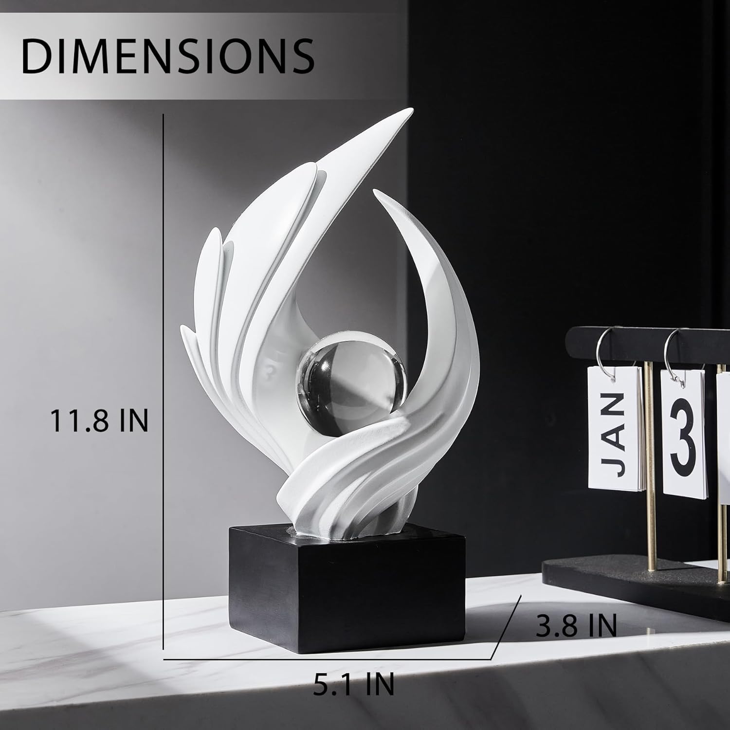Stunning Modern White Abstract Resin Sculpture - Elegant Table Decor for Living Room, Office, and More
