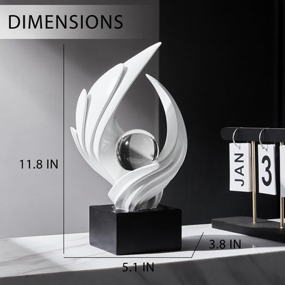 Stunning Modern White Abstract Resin Sculpture - Elegant Table Decor for Living Room, Office, and More