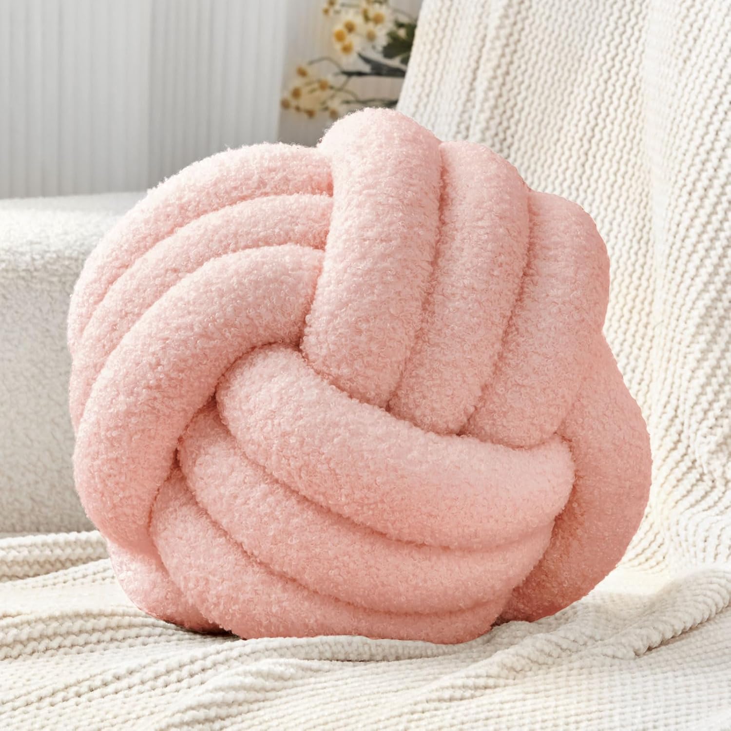 Chic Navy Knot Pillow Ball - 8-Inch Decorative Throw Pillow for Stylish Home Décor