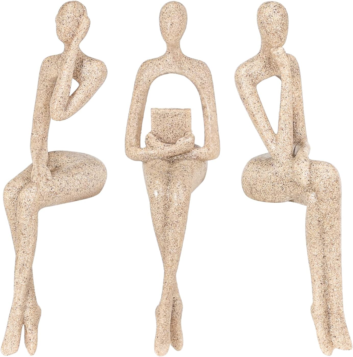 Elegant Thinker Statue - Gold Abstract Art Sculpture for Home & Office Décor, Perfect Gift Idea in Sandstone Finish