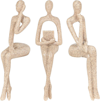 Elegant Thinker Statue - Gold Abstract Art Sculpture for Home & Office Décor, Perfect Gift Idea in Sandstone Finish