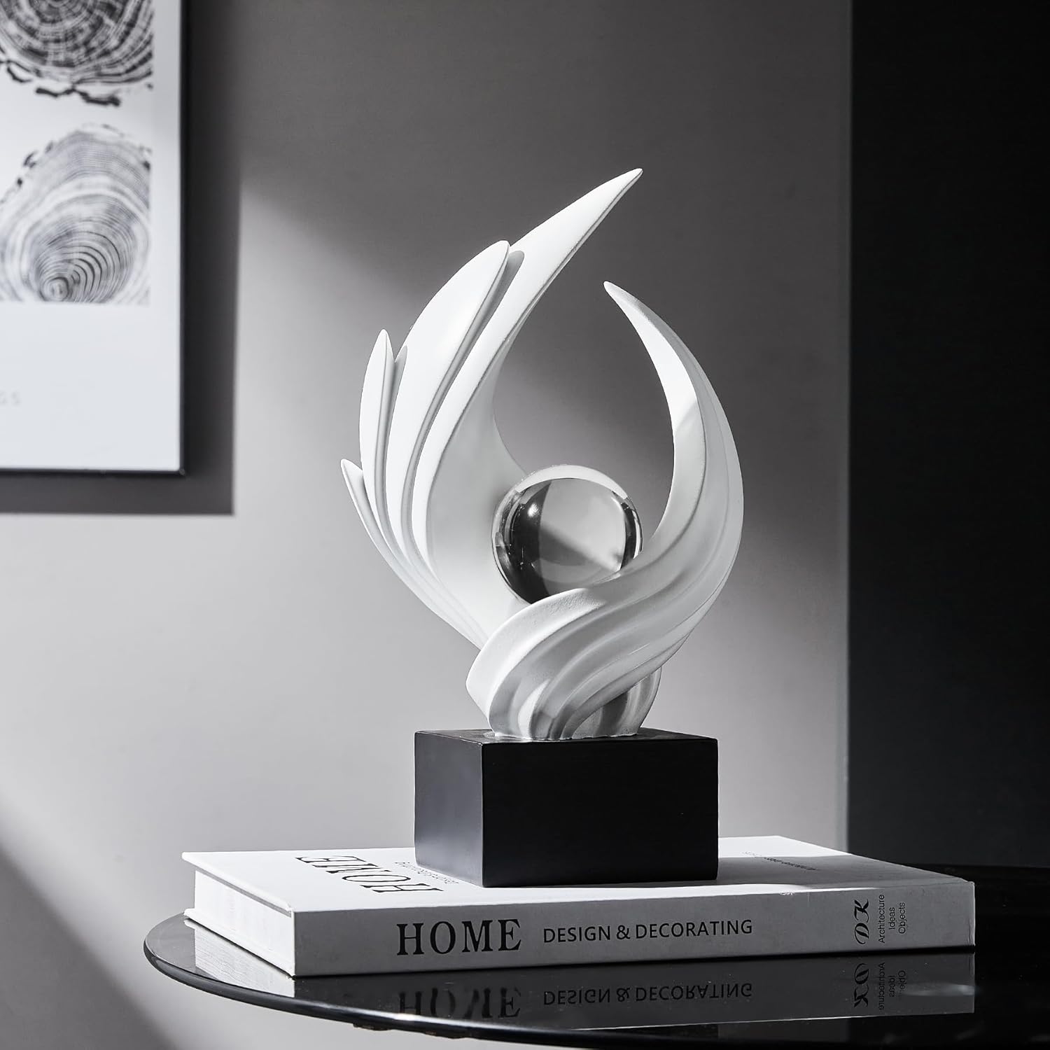 Stunning Modern White Abstract Resin Sculpture - Elegant Table Decor for Living Room, Office, and More