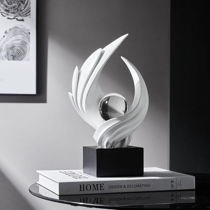 Stunning Modern White Abstract Resin Sculpture - Elegant Table Decor for Living Room, Office, and More