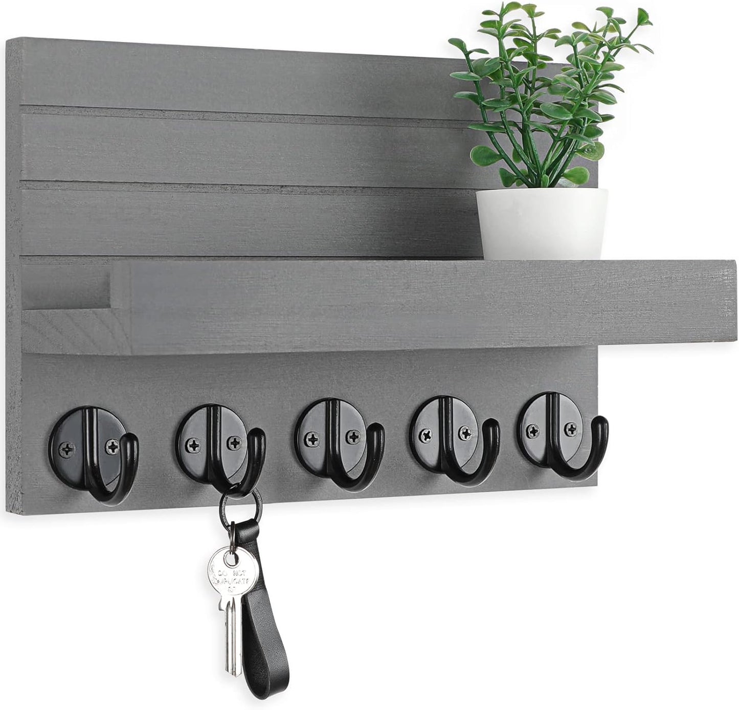 Stylish Rustic Key Holder with Shelf – Perfect for Organizing Keys, Bags, and Coats in Your Entryway