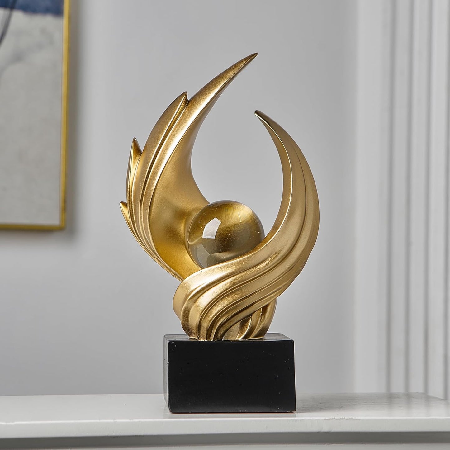 Stunning Modern White Abstract Resin Sculpture - Elegant Table Decor for Living Room, Office, and More