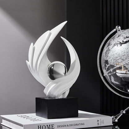 Stunning Modern White Abstract Resin Sculpture - Elegant Table Decor for Living Room, Office, and More