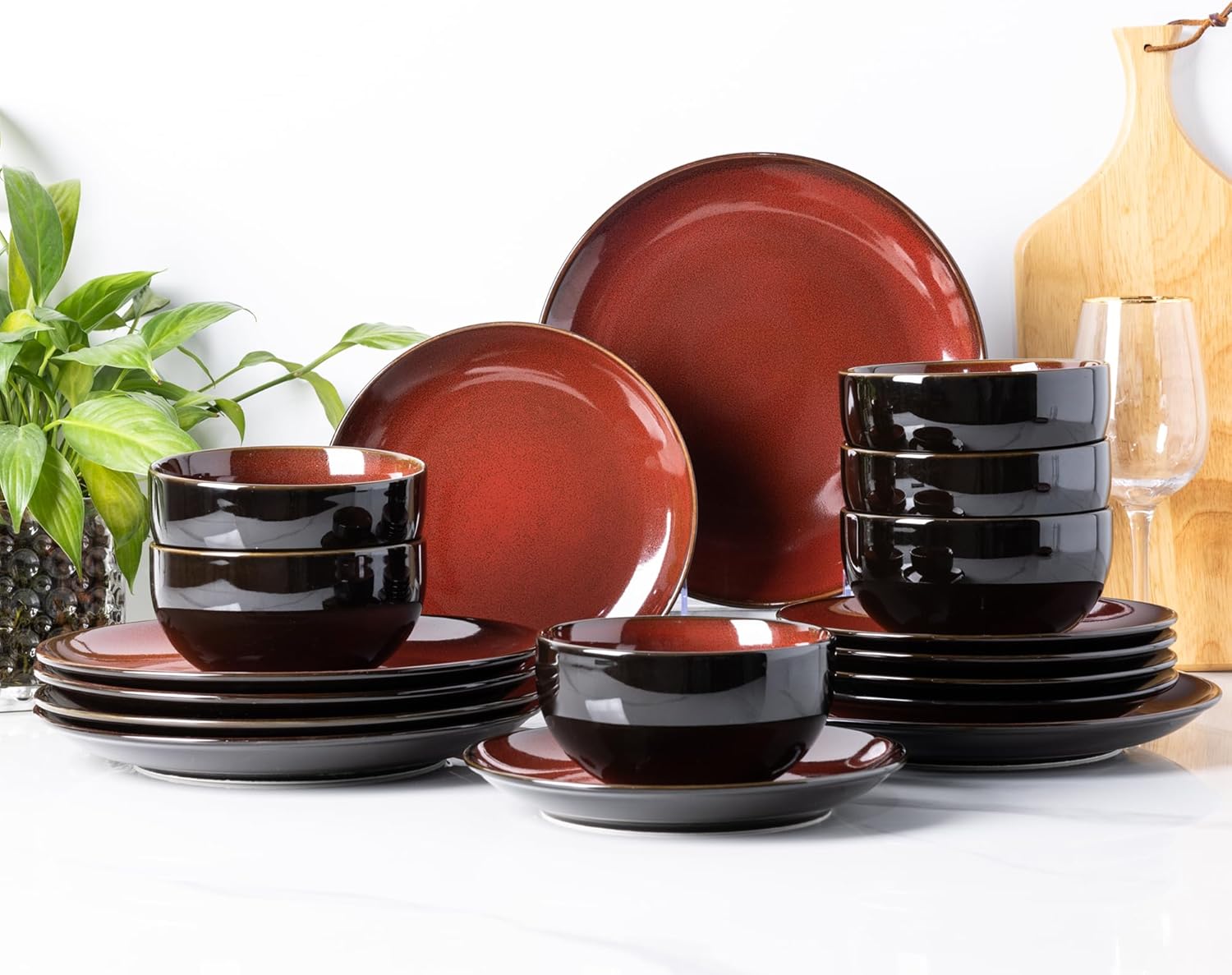 Elevate Your Dining Experience with Our Elegant Ceramic Dinnerware Set for 4 - Stylish, Durable, and Microwave Safe Stoneware Plates and Bowls