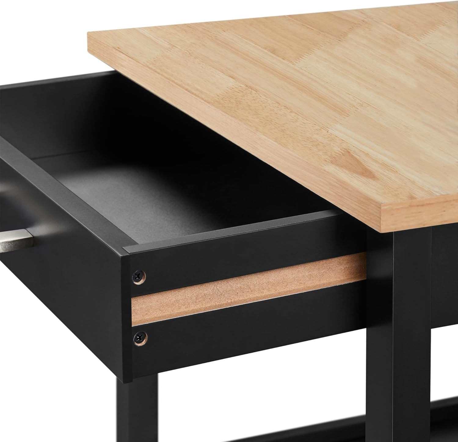 Versatile Black Kitchen Island on Wheels with Wooden Top, Drawer, and Open Shelf for Convenient Storage in Dining Spaces, 22" x 18" x 35"