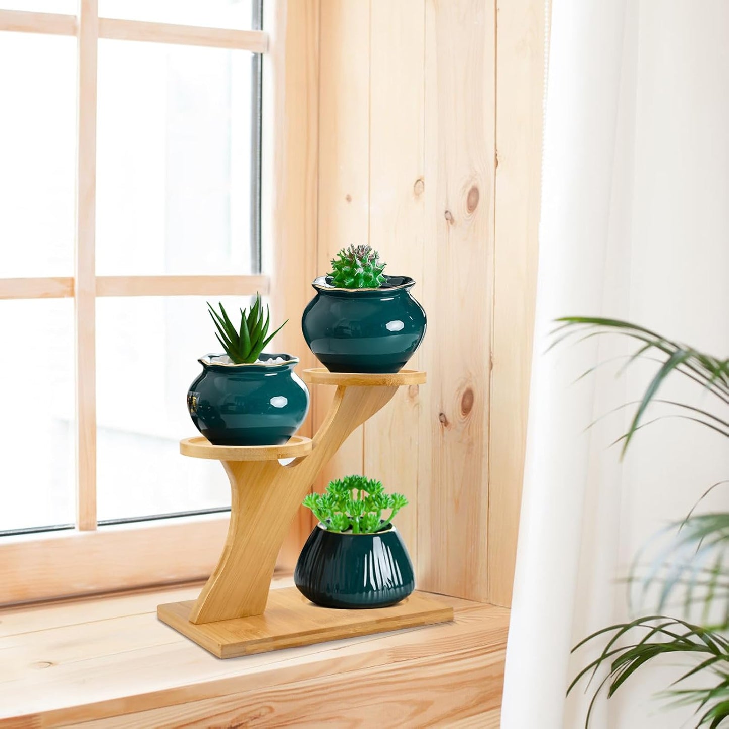 Stylish 3-Tier Bamboo Plant Stand - Perfect Indoor Succulent Holder for Home, Office, and Living Room Decor