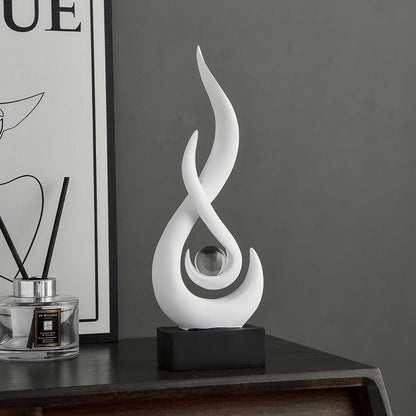 Elegant Black Flame Statue - Modern Resin Home Décor Accent for Living Room, 13.7" High Abstract Art Piece for Dining Room and Office