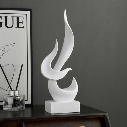 Elegant Black Flame Statue - Modern Resin Home Décor Accent for Living Room, 13.7" High Abstract Art Piece for Dining Room and Office